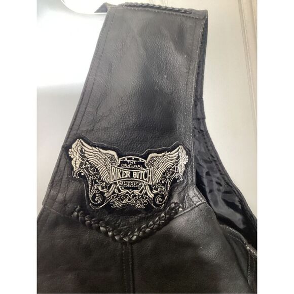 Tennessee Leather Women’s Leather Biker Vest Sz XL Black Harley Davidson - Picture 3 of 11